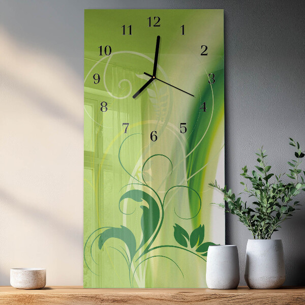 Ceas din sticlă dreptunghiular vertical Model floral