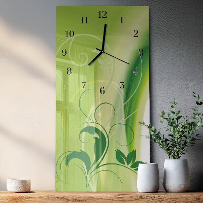 Ceas din sticlă dreptunghiular vertical Model floral