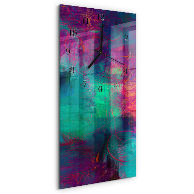 Ceas din sticlă dreptunghiular vertical Pictură colorată