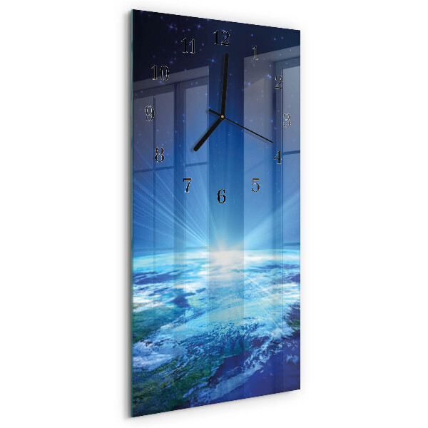 Ceas din sticlă dreptunghiular vertical Universul Pământului
