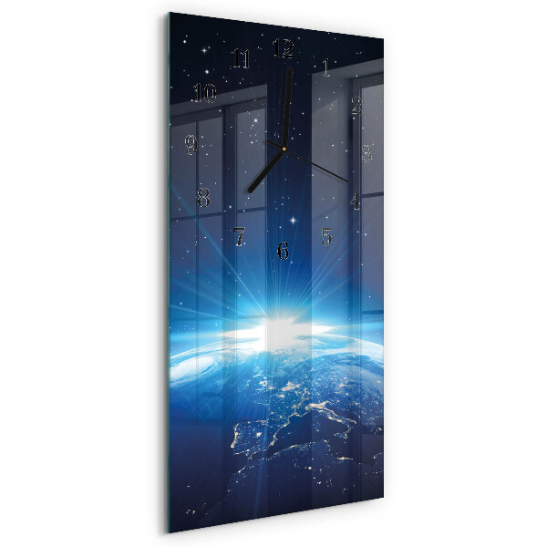 Ceas din sticlă dreptunghiular vertical Pământul Weltall