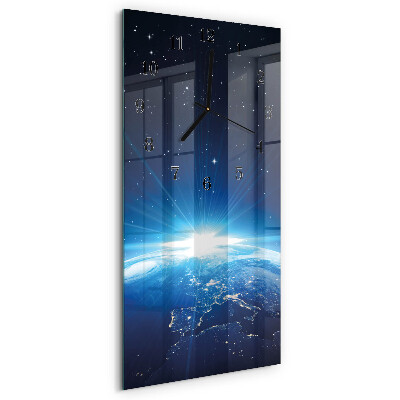 Ceas din sticlă dreptunghiular vertical Pământul Weltall