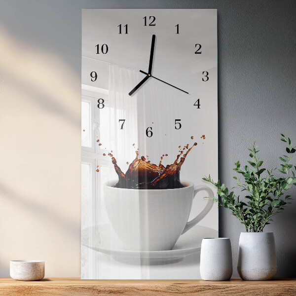 Ceas din sticlă dreptunghiular vertical Cafea