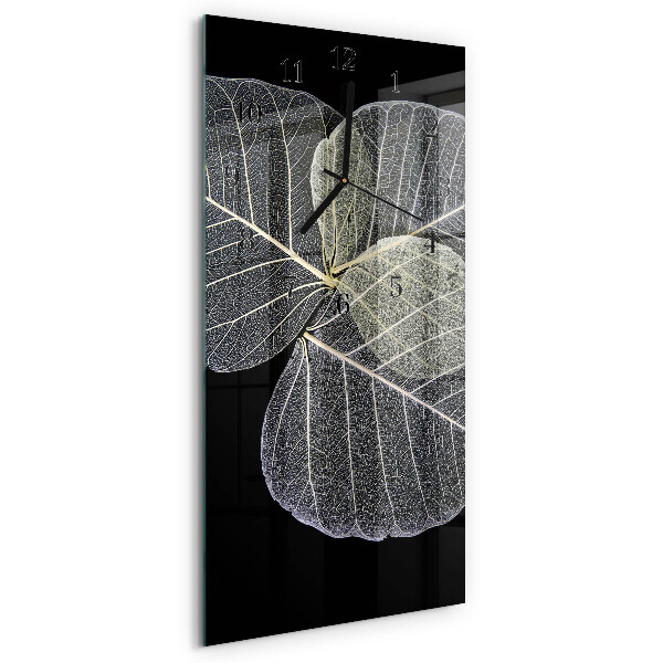 Ceas din sticlă dreptunghiular vertical Frunze de plantă