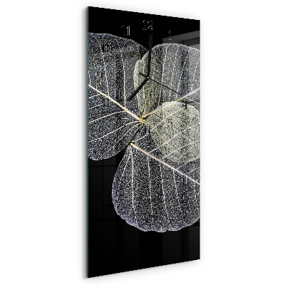 Ceas din sticlă dreptunghiular vertical Frunze de plantă