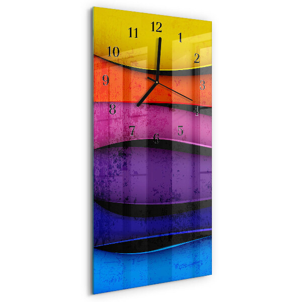 Ceas din sticlă dreptunghiular vertical Dungi colorate