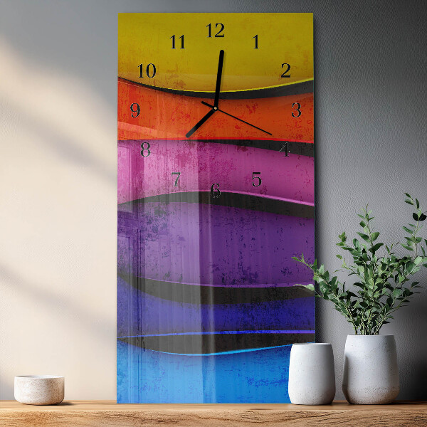 Ceas din sticlă dreptunghiular vertical Dungi colorate
