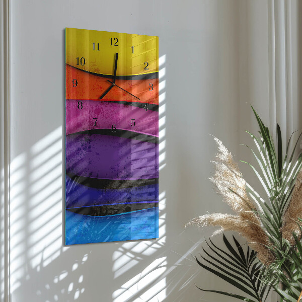 Ceas din sticlă dreptunghiular vertical Dungi colorate