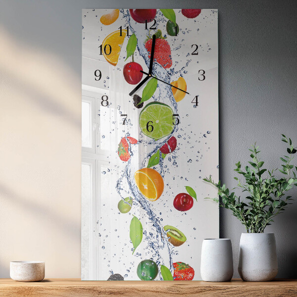 Ceas din sticlă dreptunghiular vertical Fructe