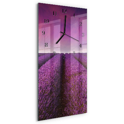 Ceas din sticlă dreptunghiular vertical Câmp de lavandă