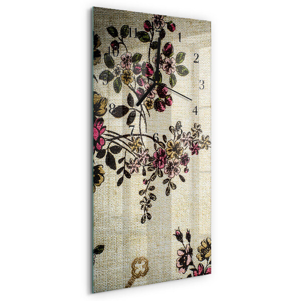 Ceas din sticlă dreptunghiular vertical Model floral