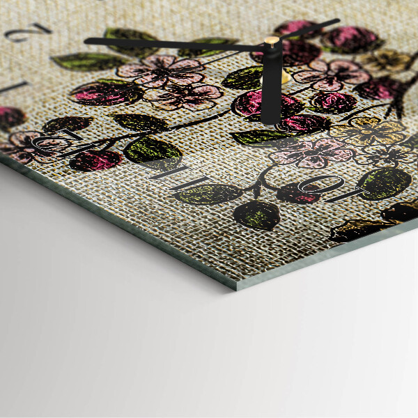 Ceas din sticlă dreptunghiular vertical Model floral