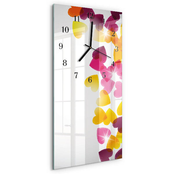Ceas din sticlă dreptunghiular vertical Inimi colorate
