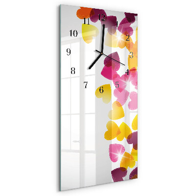 Ceas din sticlă dreptunghiular vertical Inimi colorate