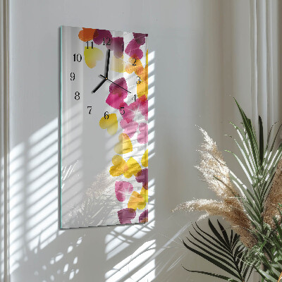 Ceas din sticlă dreptunghiular vertical Inimi colorate