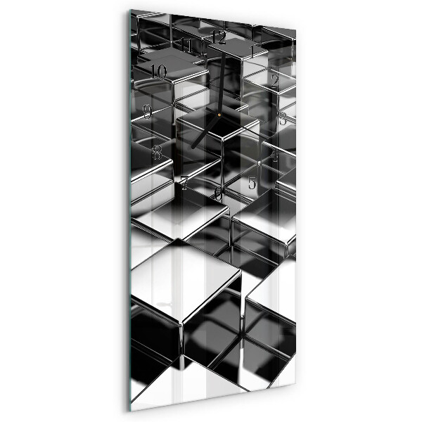 Ceas din sticlă dreptunghiular vertical Cuburi metalice