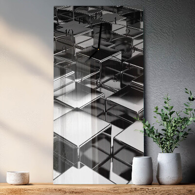 Ceas din sticlă dreptunghiular vertical Cuburi metalice