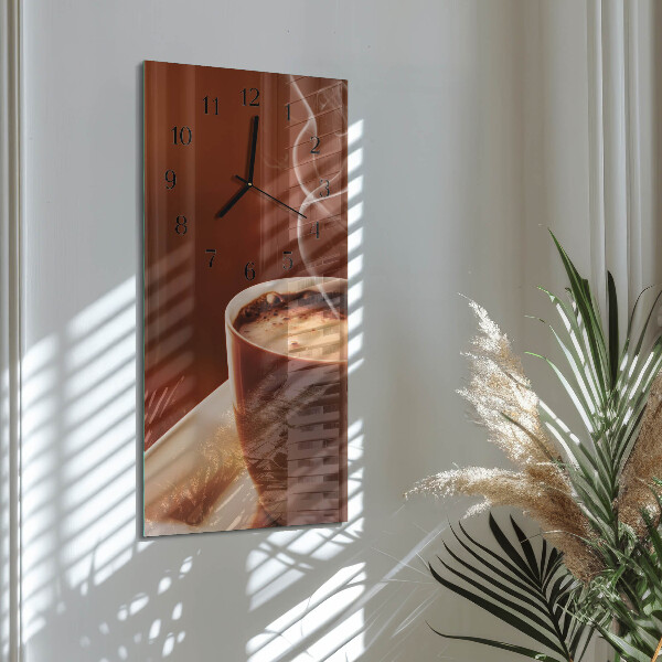 Ceas din sticlă dreptunghiular vertical Cafea