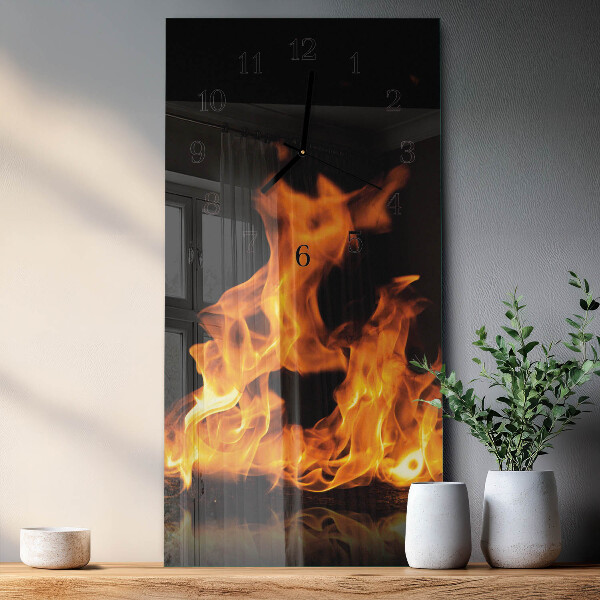 Ceas din sticlă dreptunghiular vertical Foc