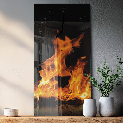 Ceas din sticlă dreptunghiular vertical Foc