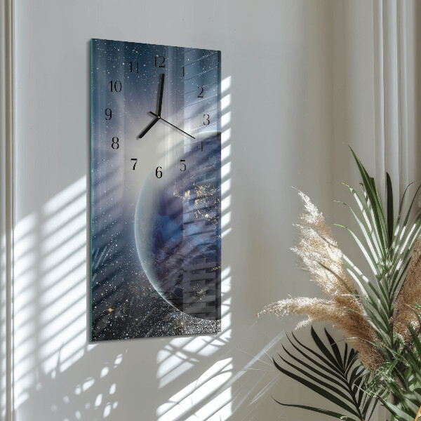 Ceas din sticlă dreptunghiular vertical Pământul Weltall