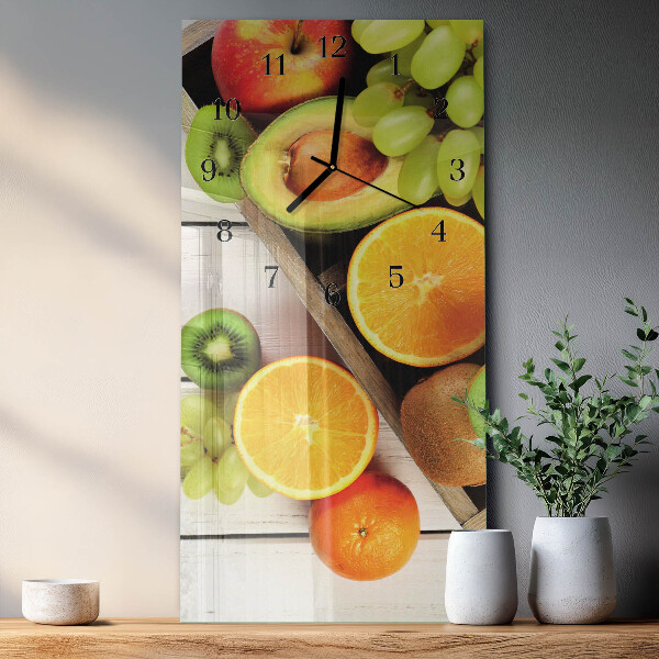 Ceas din sticlă dreptunghiular vertical Fructe
