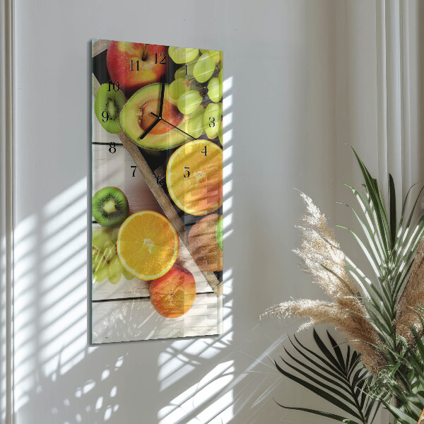 Ceas din sticlă dreptunghiular vertical Fructe