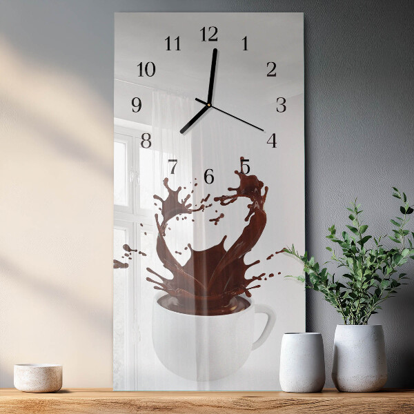 Ceas din sticlă dreptunghiular vertical Cafea