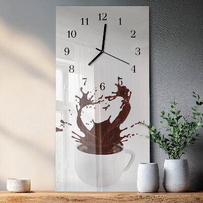 Ceas din sticlă dreptunghiular vertical Cafea