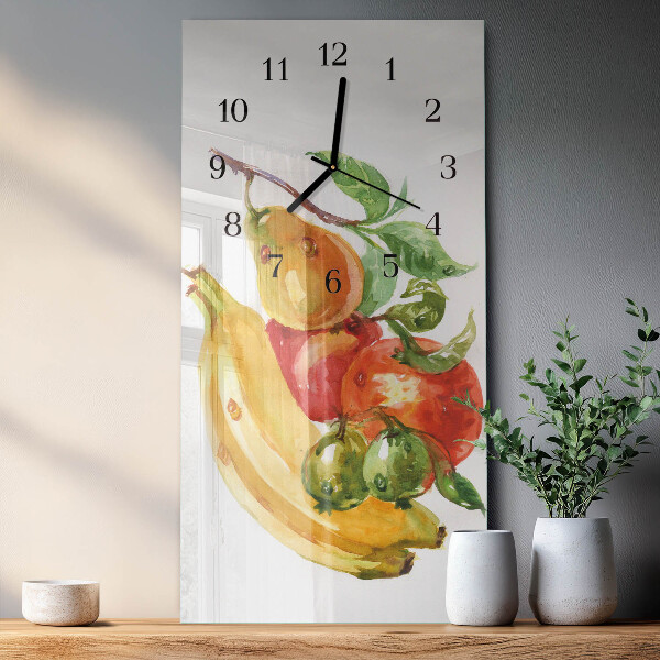 Ceas din sticlă dreptunghiular vertical Fructe