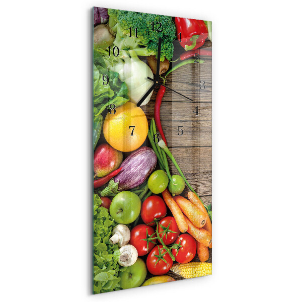 Ceas din sticlă dreptunghiular vertical Legume