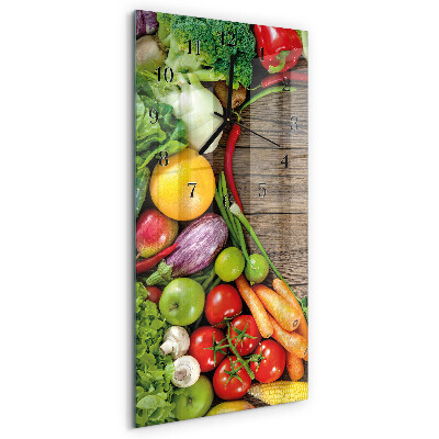 Ceas din sticlă dreptunghiular vertical Legume