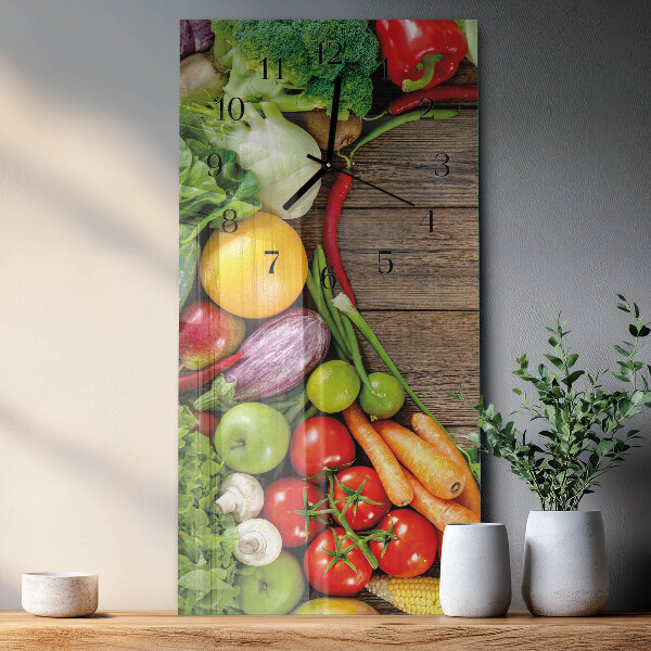 Ceas din sticlă dreptunghiular vertical Legume
