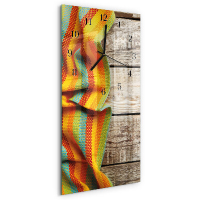 Ceas din sticlă dreptunghiular vertical Material textil din lemn