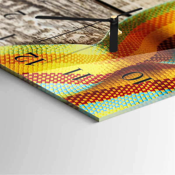 Ceas din sticlă dreptunghiular vertical Material textil din lemn