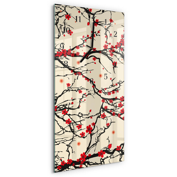 Ceas din sticlă dreptunghiular vertical Model floral