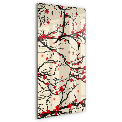 Ceas din sticlă dreptunghiular vertical Model floral
