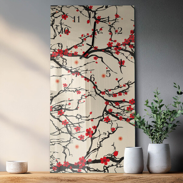 Ceas din sticlă dreptunghiular vertical Model floral