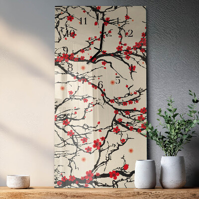 Ceas din sticlă dreptunghiular vertical Model floral