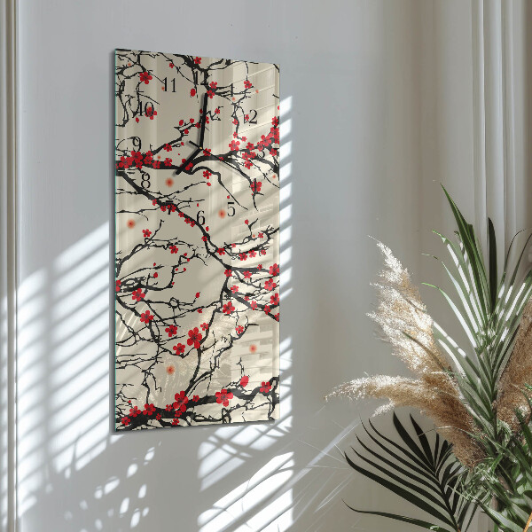 Ceas din sticlă dreptunghiular vertical Model floral