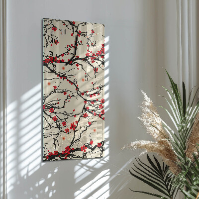 Ceas din sticlă dreptunghiular vertical Model floral