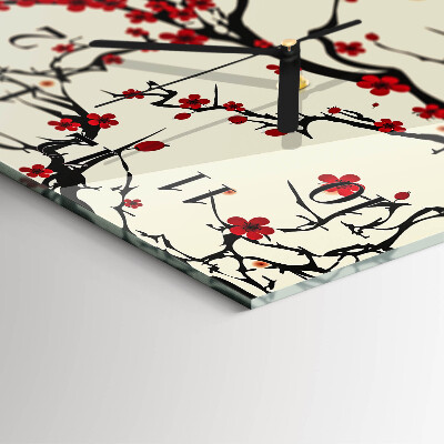 Ceas din sticlă dreptunghiular vertical Model floral