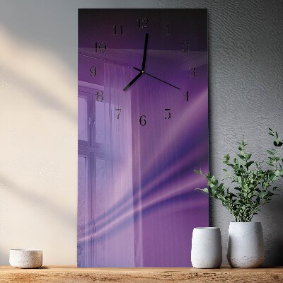 Ceas din sticlă dreptunghiular vertical Valuri de violet