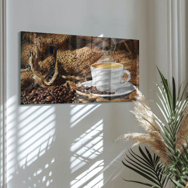 Ceas din sticlă orizontale Boabe de cafea