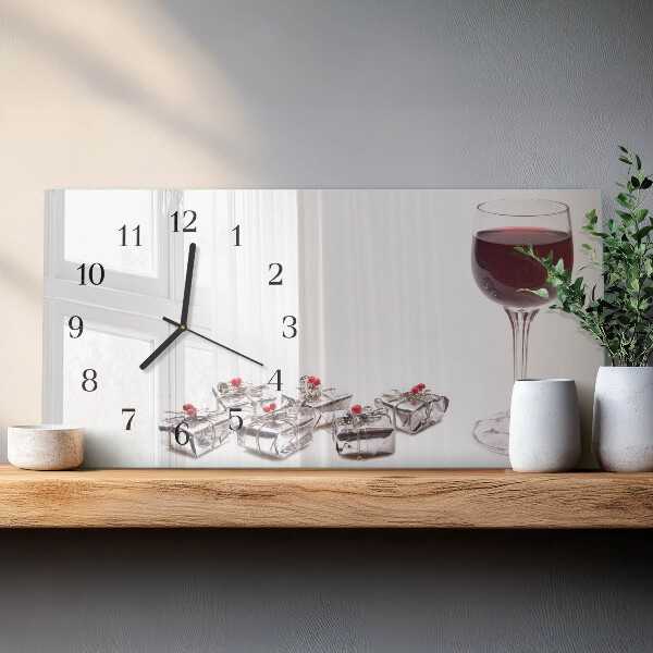 Ceas din sticlă orizontale Pahar de vin