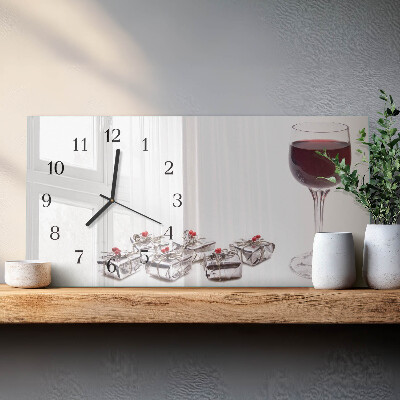 Ceas din sticlă orizontale Pahar de vin