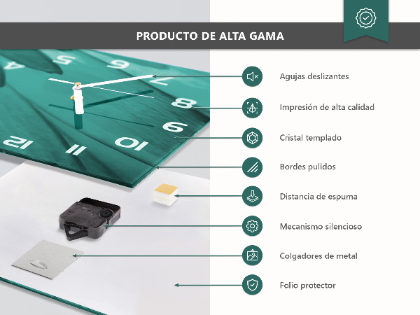 Ceas din sticlă orizontale Lună